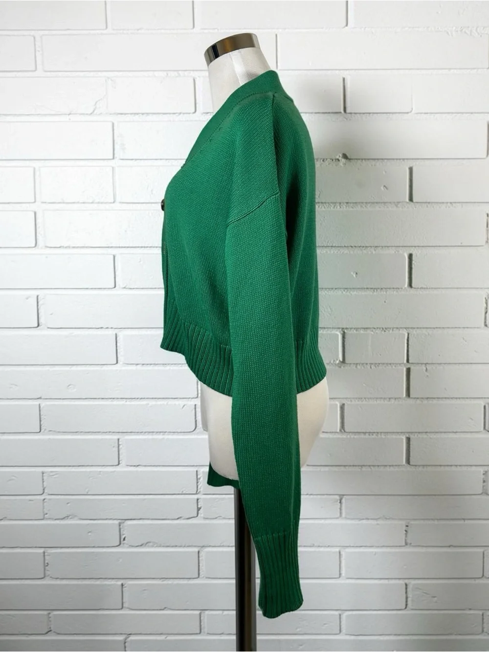 NWT Organic by John Patrick Green Crop Cardigan Sweater V-Neck